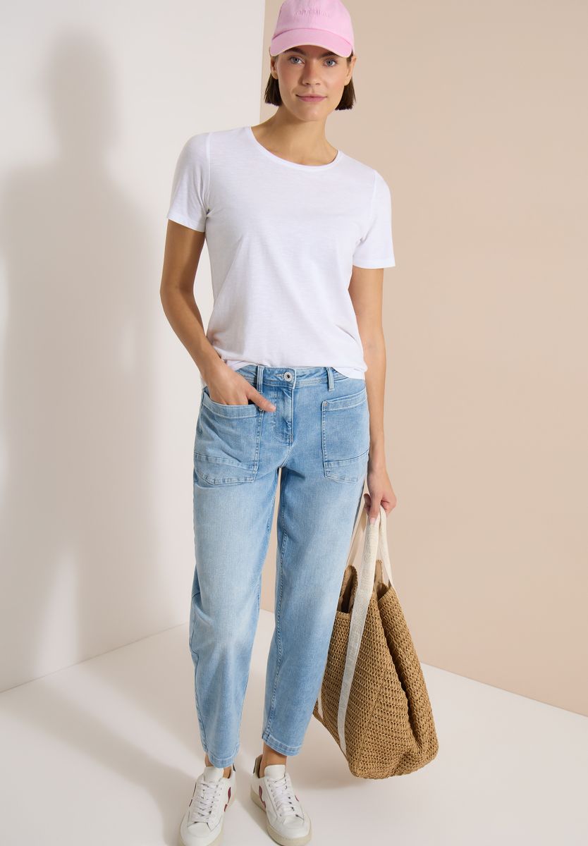 Barrel Leg Jeans mit aufgesetzten Taschen