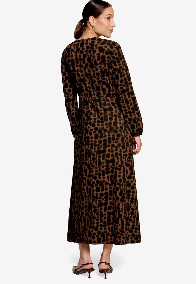 Gemustertes Maxikleid mit V-Ausschnitt