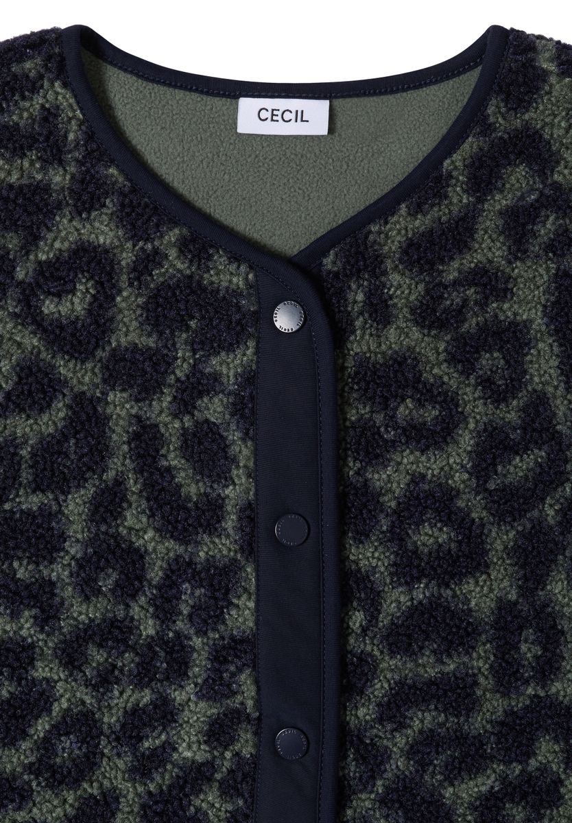 Teddy-Weste mit Softshelldetails und Leo-Muster