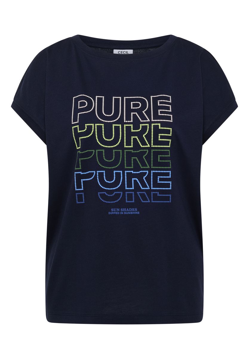 T-Shirt mit Boat Neck und Frontprint