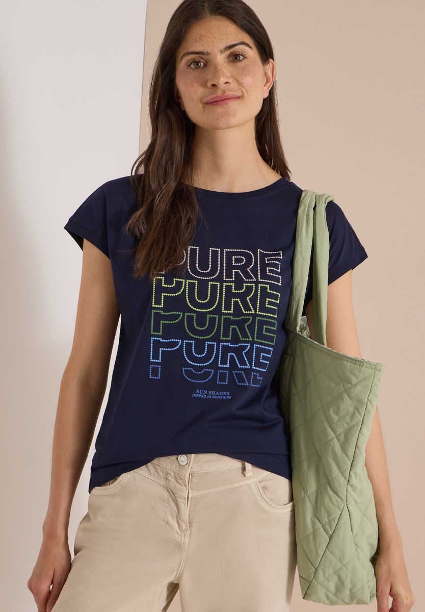 T-Shirt mit Boat Neck und Frontprint