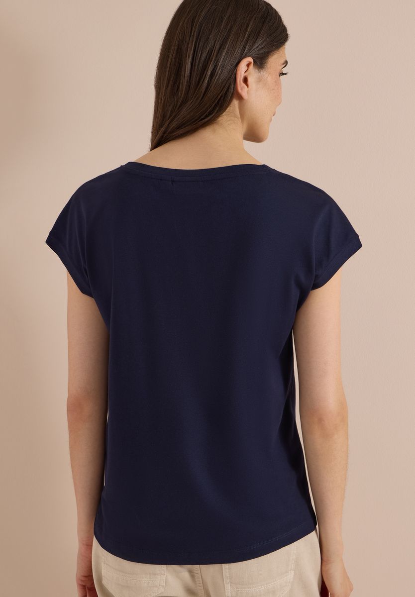 T-Shirt mit Boat Neck und Frontprint