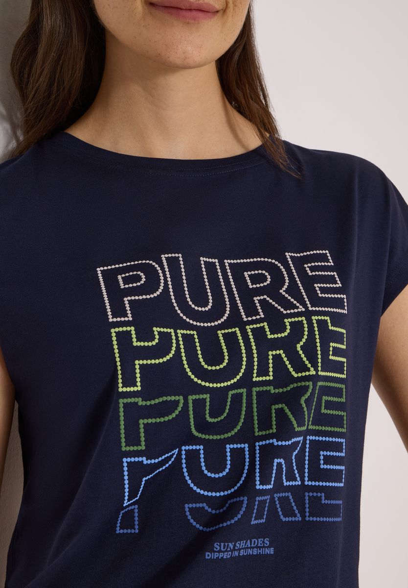 T-Shirt mit Boat Neck und Frontprint