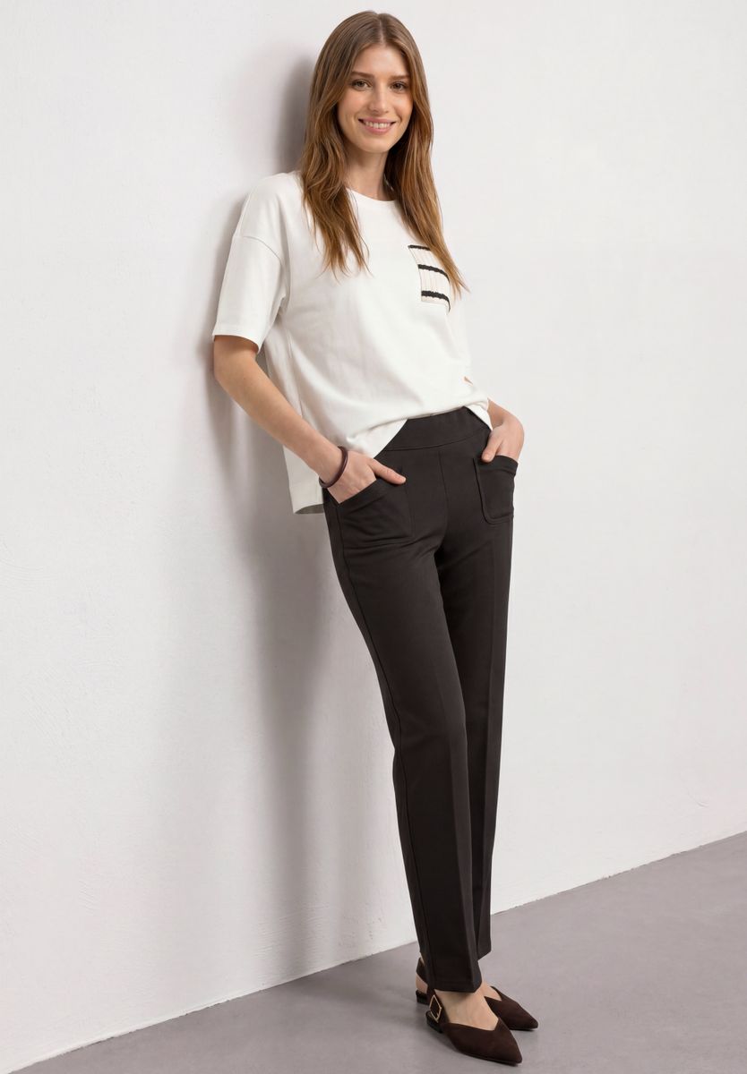 High Waist Straight Leg Hose im Casual Fit
