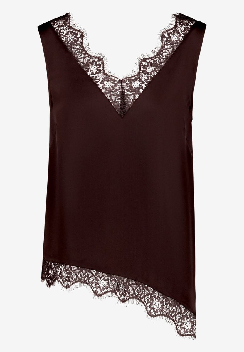 Satin-Top mit Spitze