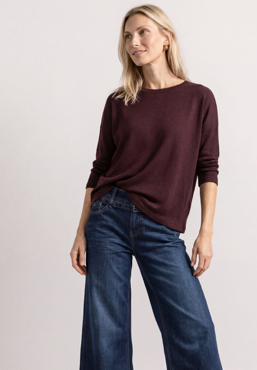 3/4-Arm Shirt in Strick-Optik
