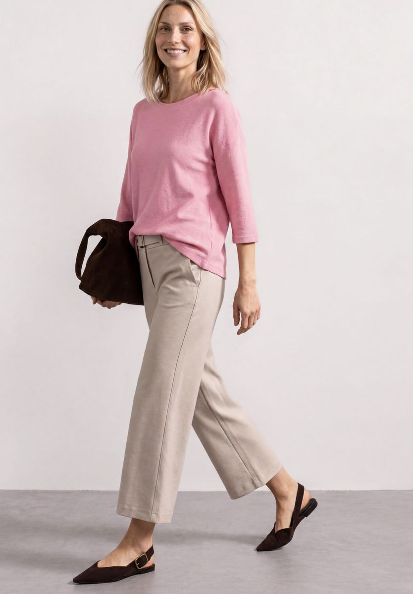 3/4-Arm Shirt in Strick-Optik