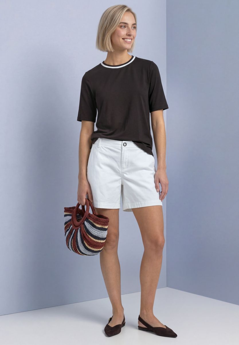 T-Shirt mit Rundhals und Kontrastdetail