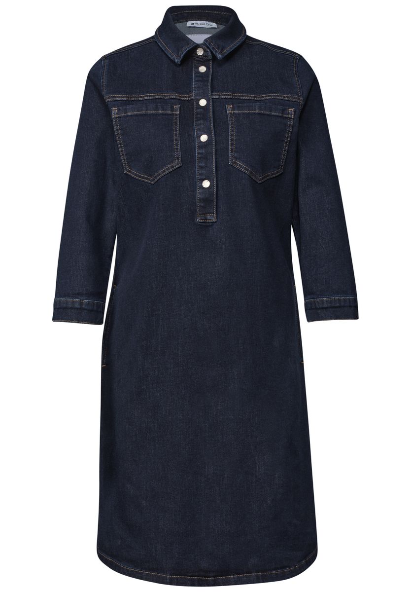 Knielanges Denim Kleid mit 3/4-Arm