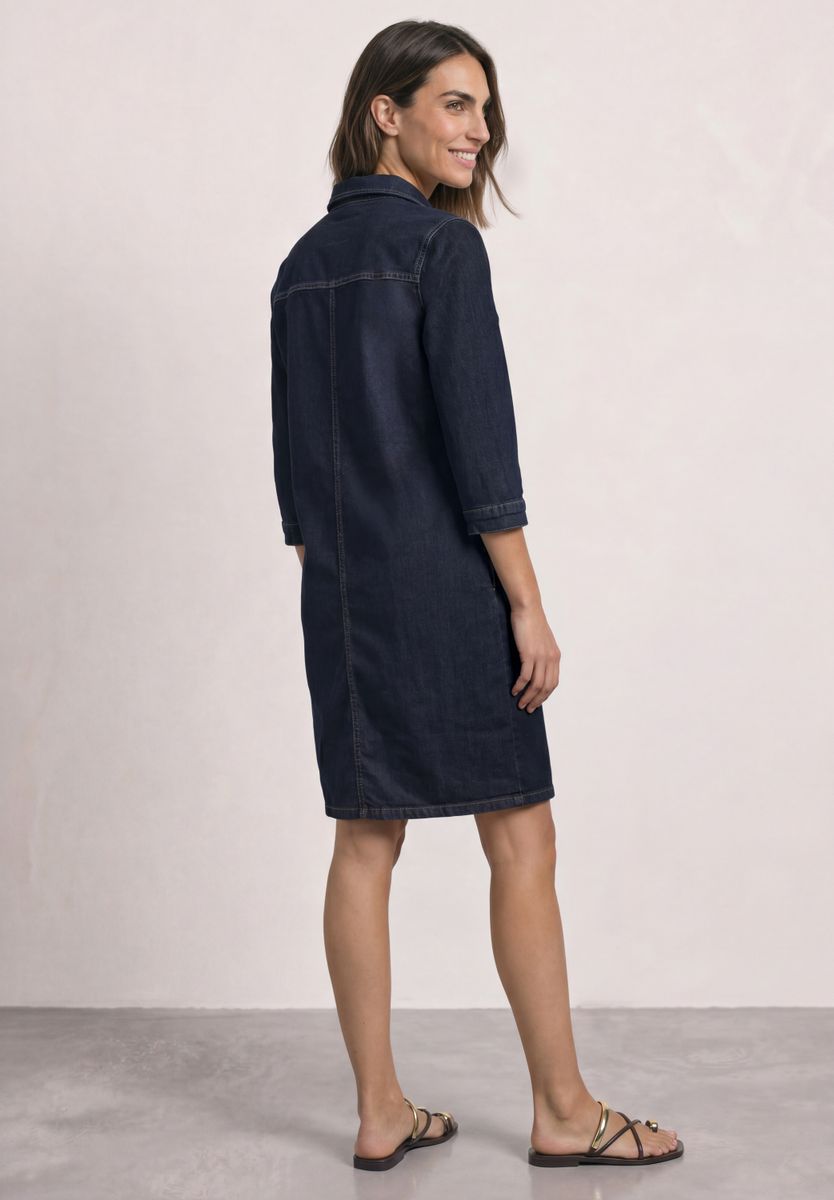 Knielanges Denim Kleid mit 3/4-Arm