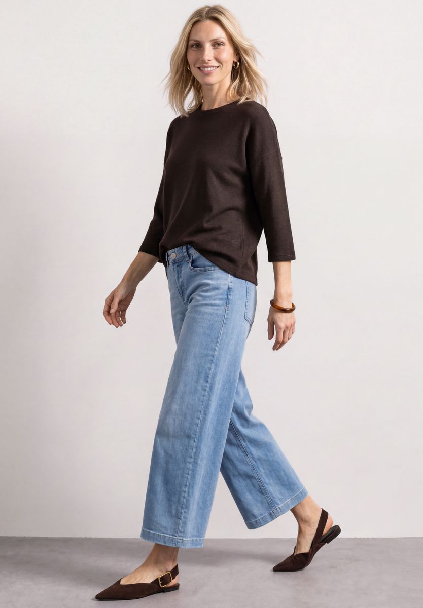 3/4-Arm Shirt in Strick-Optik
