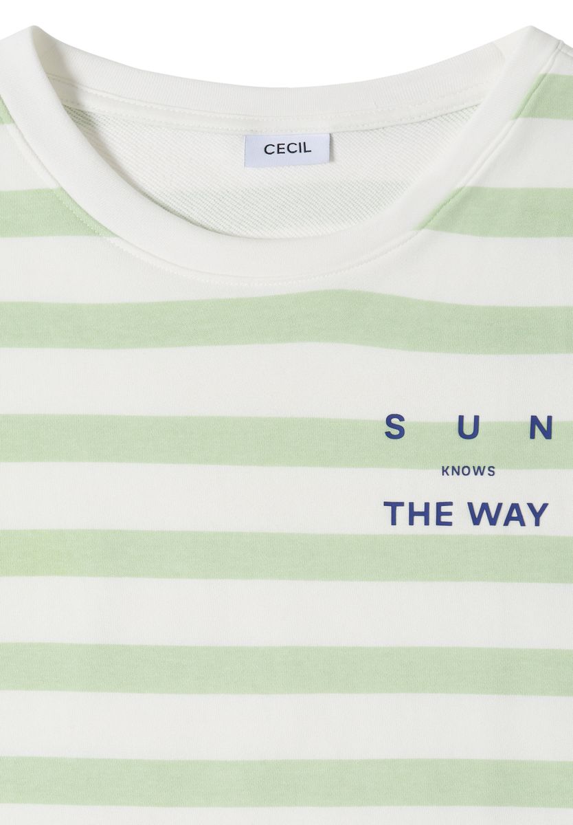Halbarm Shirt mit Streifen und Wording-Detail