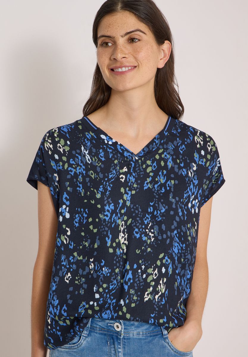 Kurzarm Blusenshirt mit Strukturmix