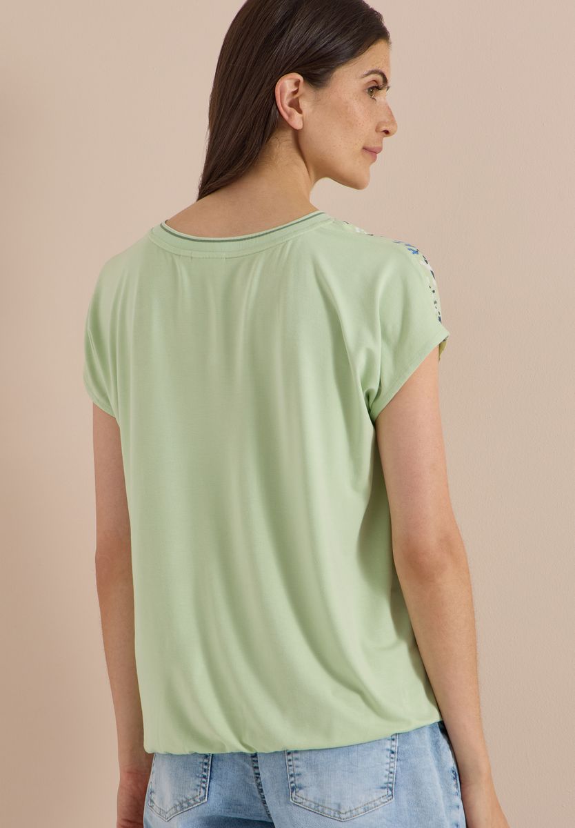 Kurzarm Blusenshirt mit Strukturmix