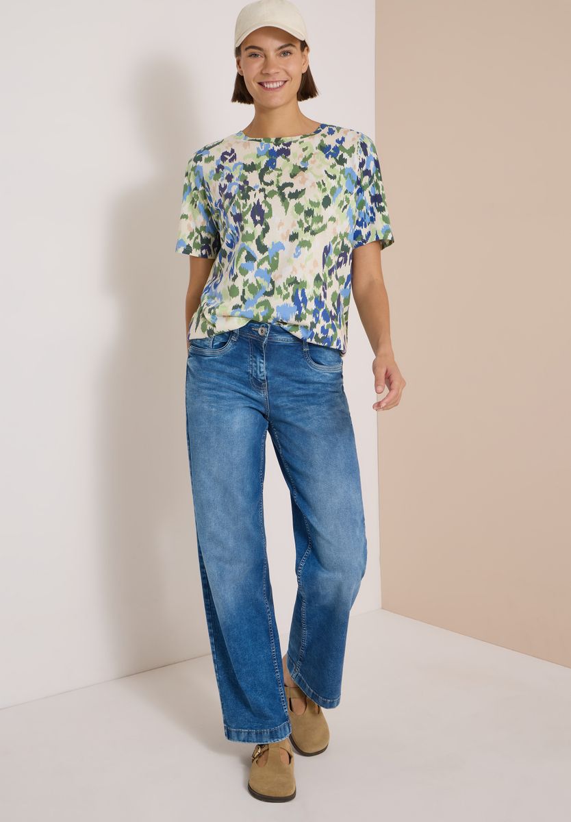 T-Shirt mit Boat Neck und Print