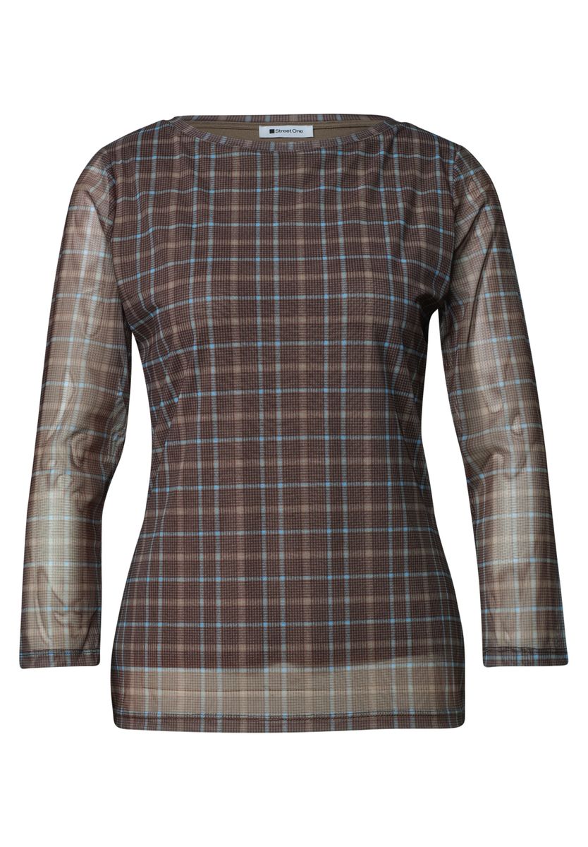 3/4-Arm Shirt aus Mesh mit Print