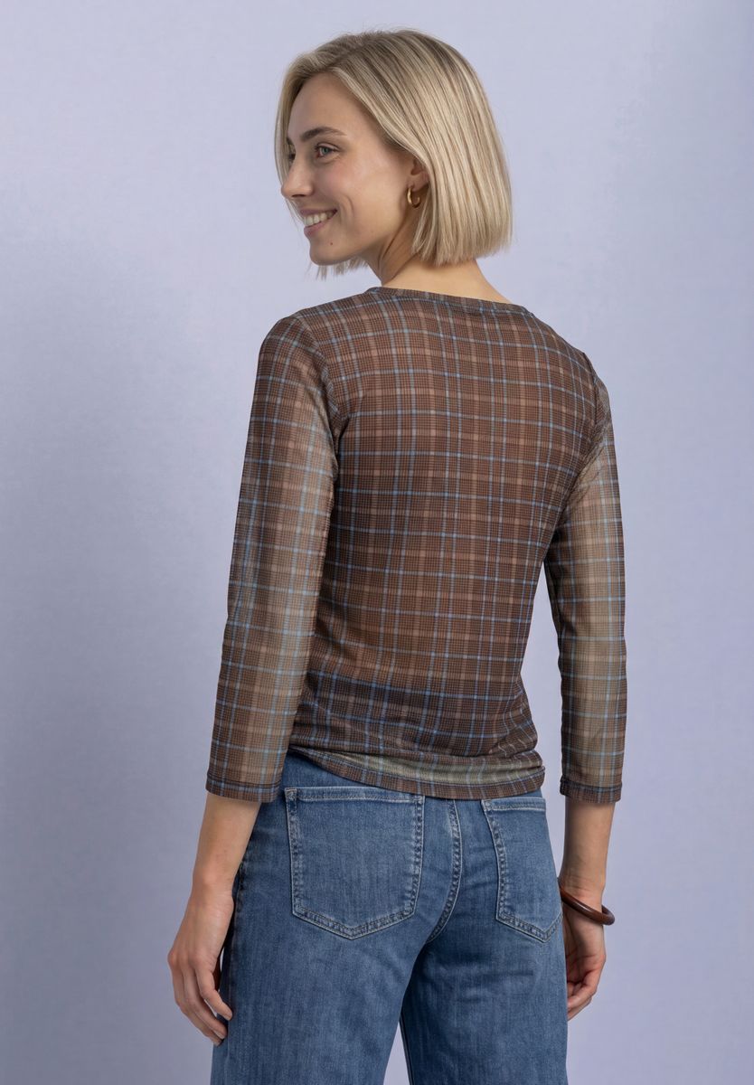 3/4-Arm Shirt aus Mesh mit Print