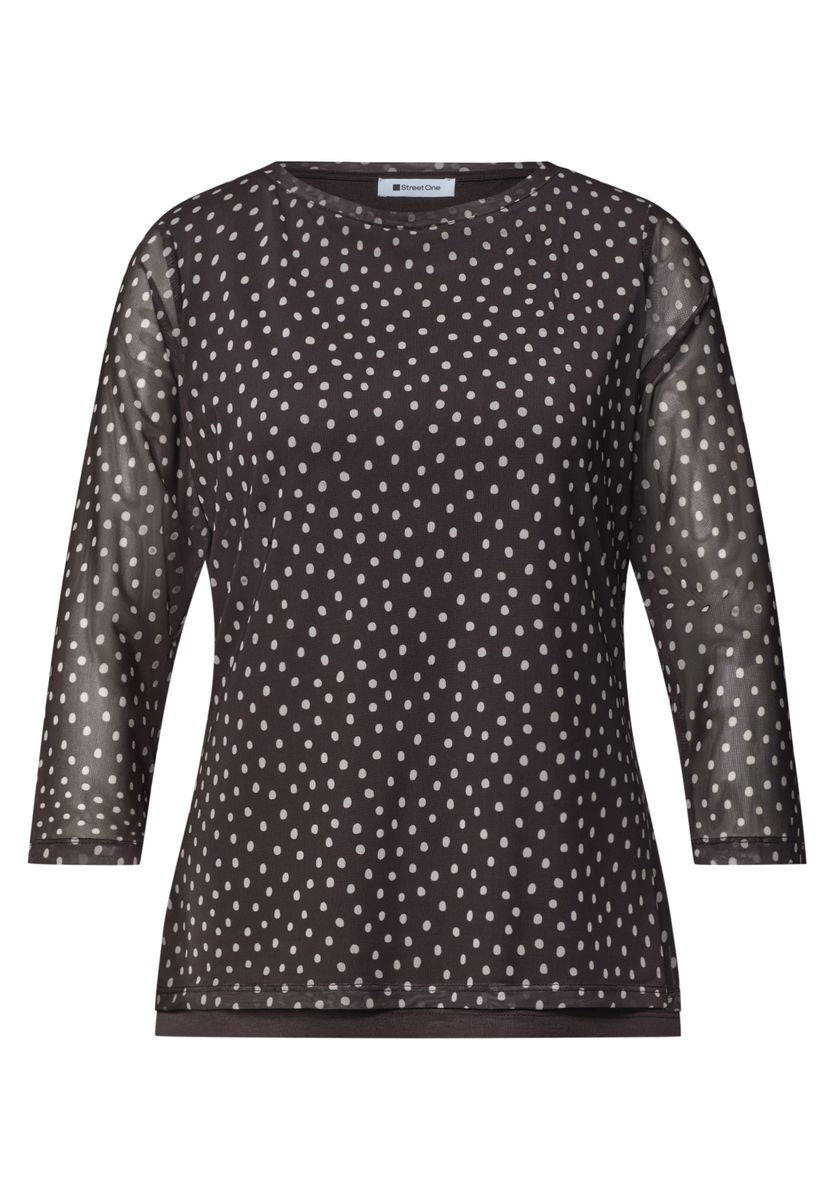 3/4-Arm Shirt aus Mesh mit Print