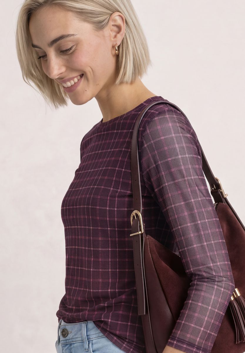 3/4-Arm Shirt aus Mesh mit Print