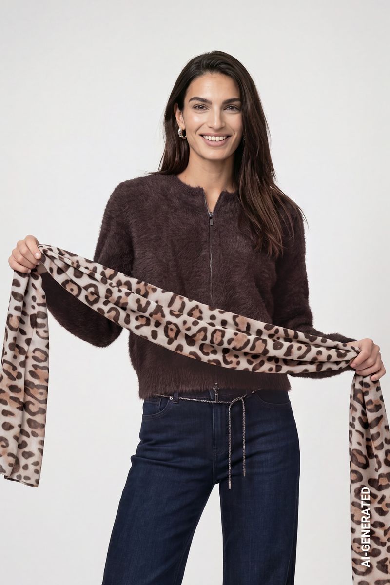 Schal mit Leoprint