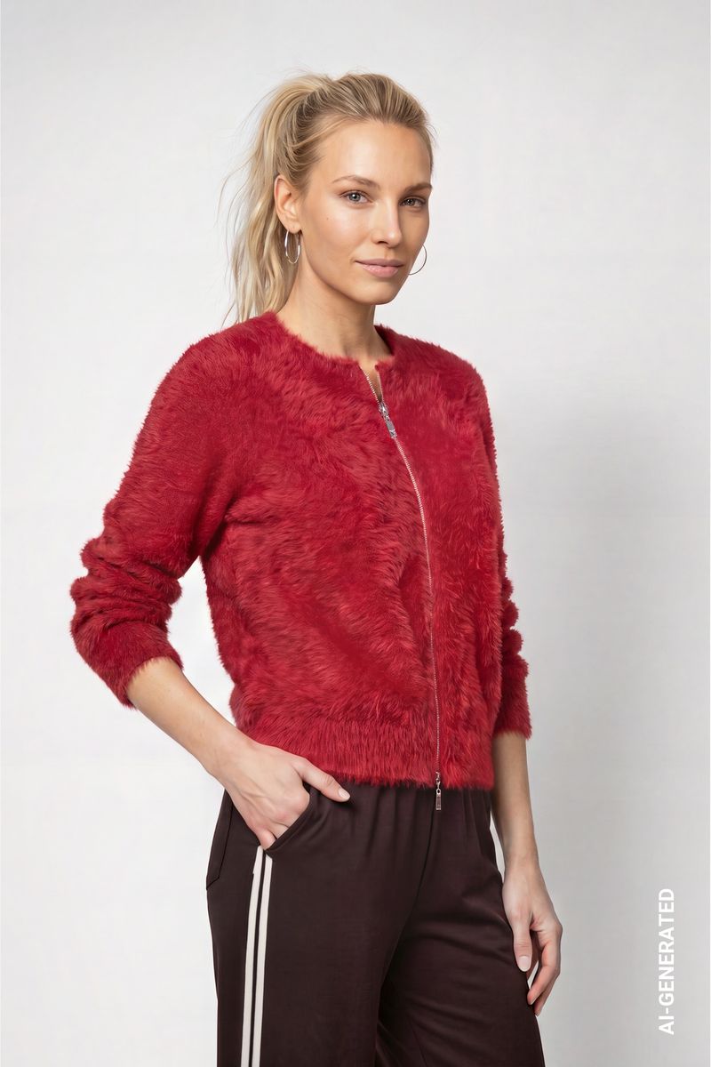Strickjacke mit flauschiger Haptik