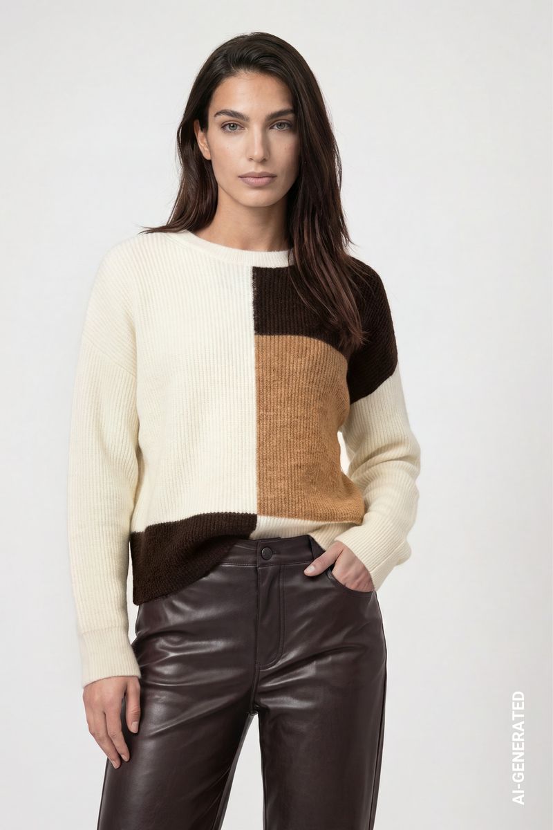 Strickpullover mit Colorblock