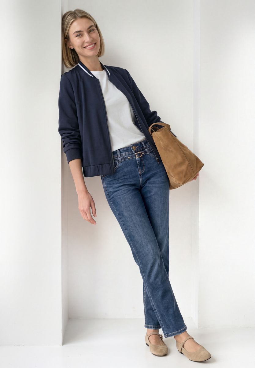 Straight Leg Jeans mit Gürtel