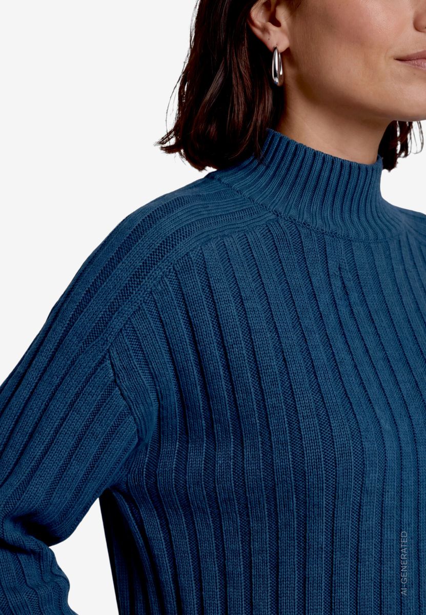 Damen Strickpullover mit Stehkragen