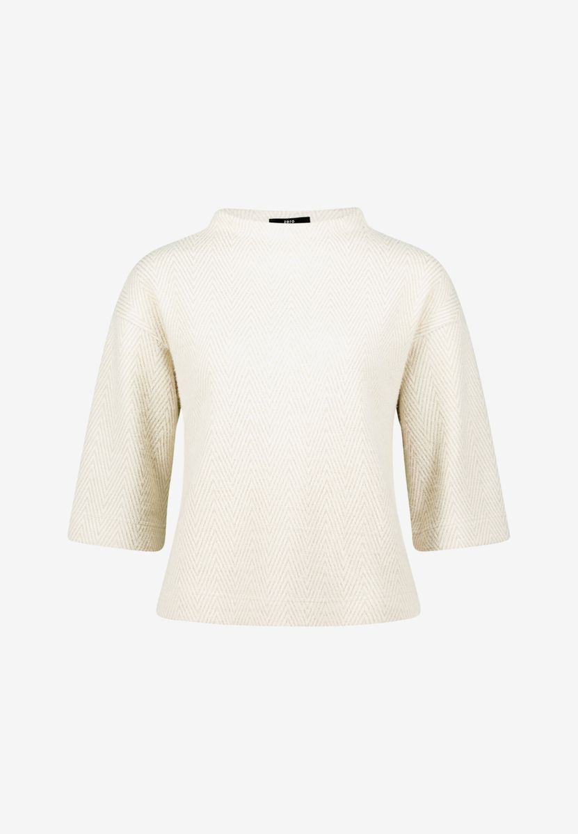 Damen Sweatshirt 3/4 Arm mit Fischgrätmuster