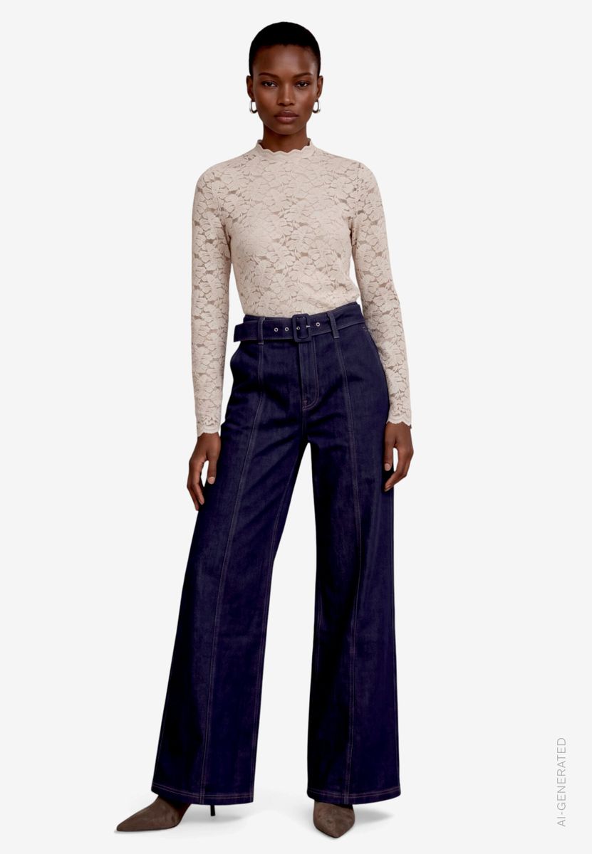 High-Waist Jeans Damen mit Gürtel