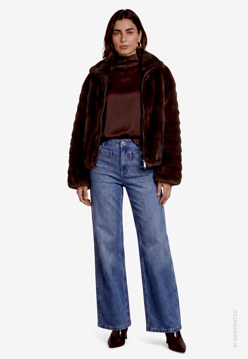 Damen Flared Jeans mit aufgesetzten Taschen