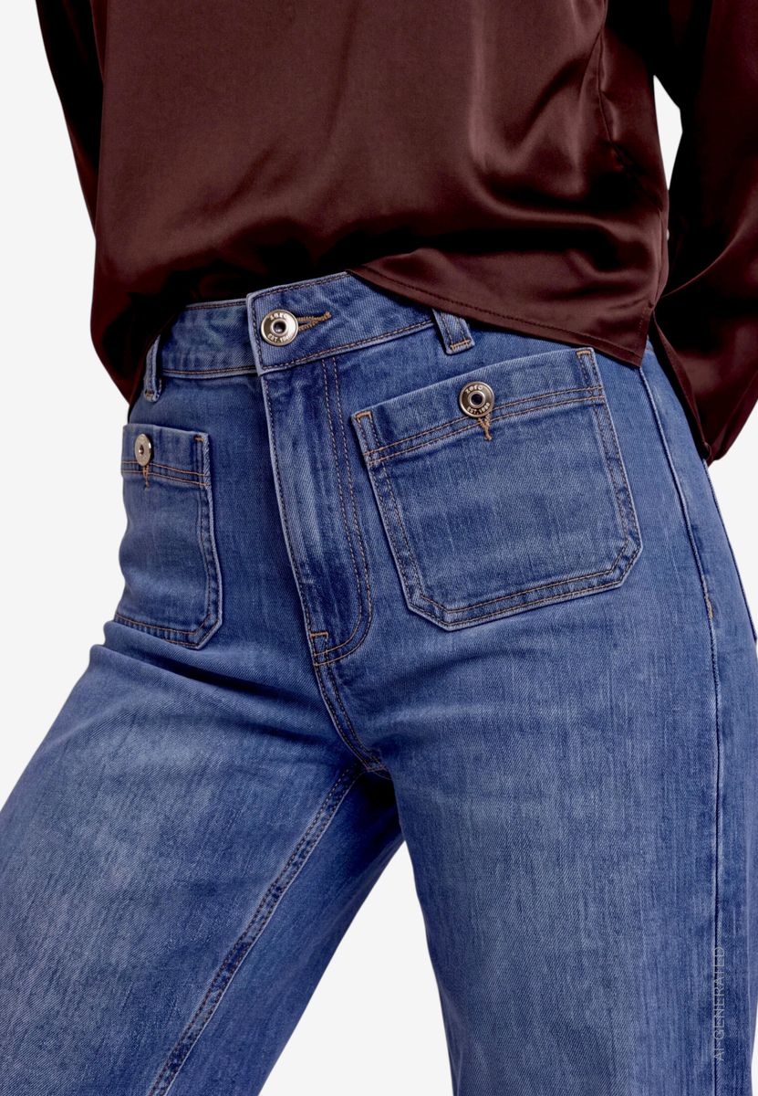 Damen Flared Jeans mit aufgesetzten Taschen