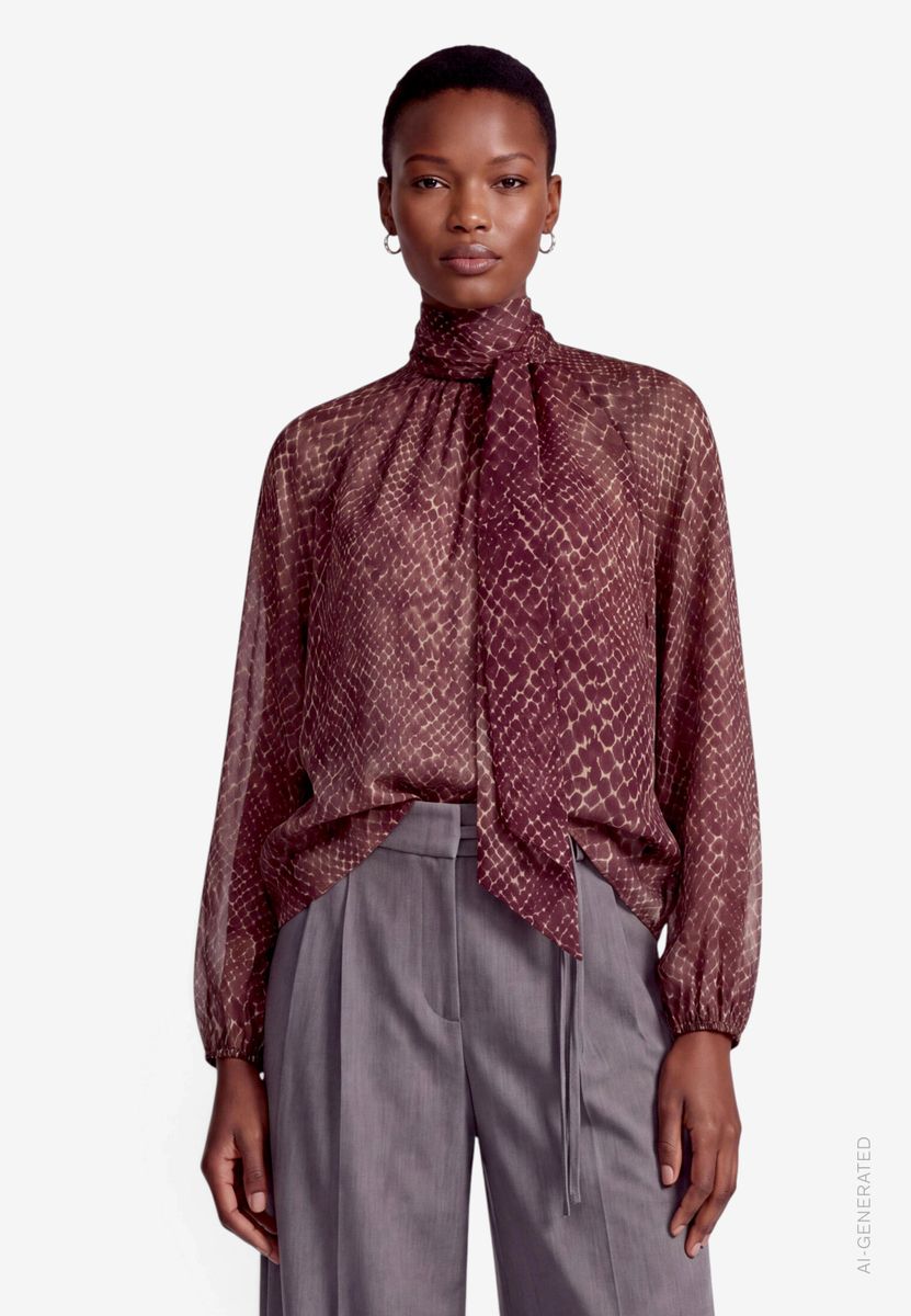 Damen Schluppenbluse mit Animalprint