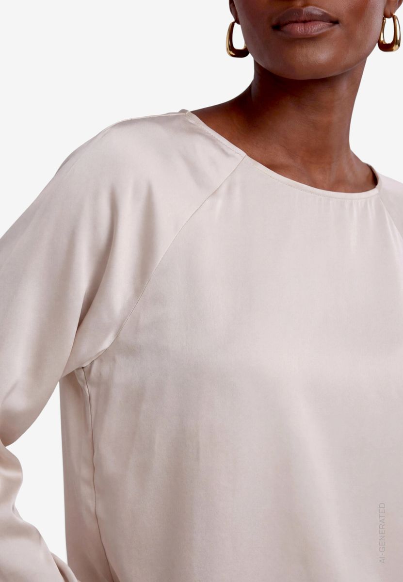 Damen Satin-Bluse mit Spitze