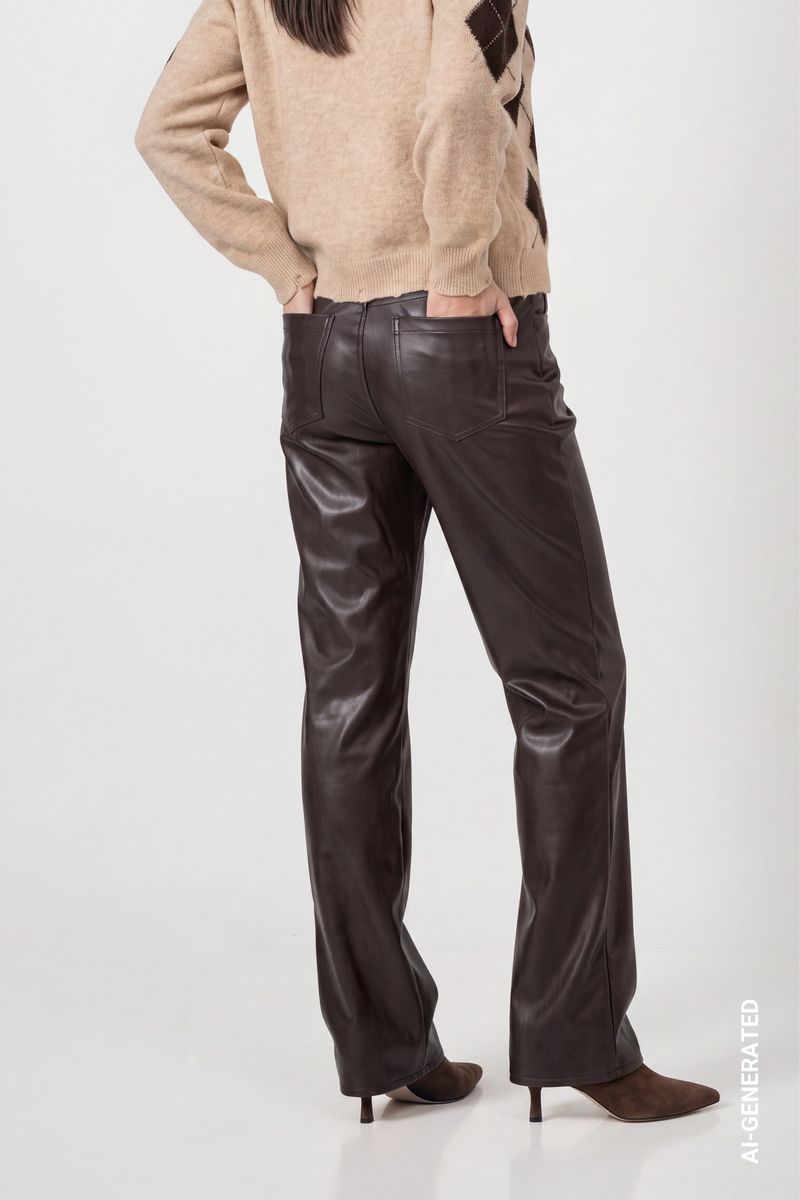Lederimitat-Wide-Leg-Hose