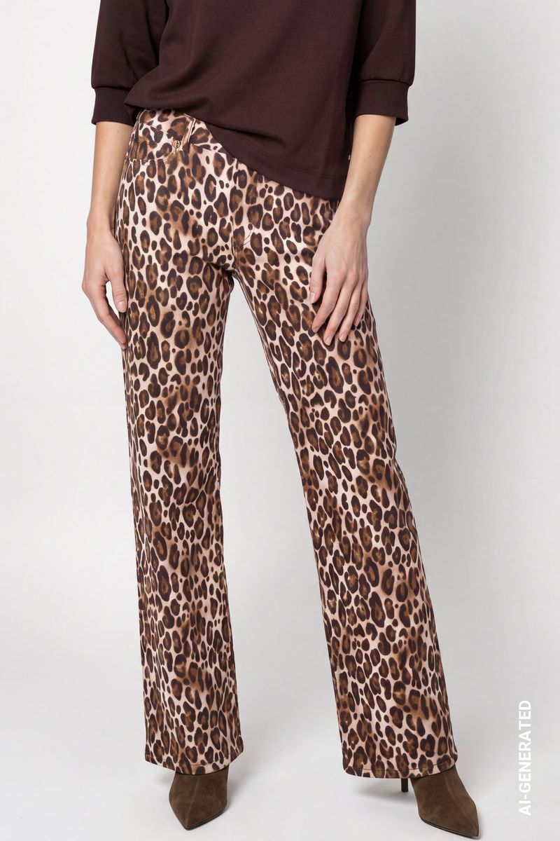 Wide Leg Jeans mit Leomuster