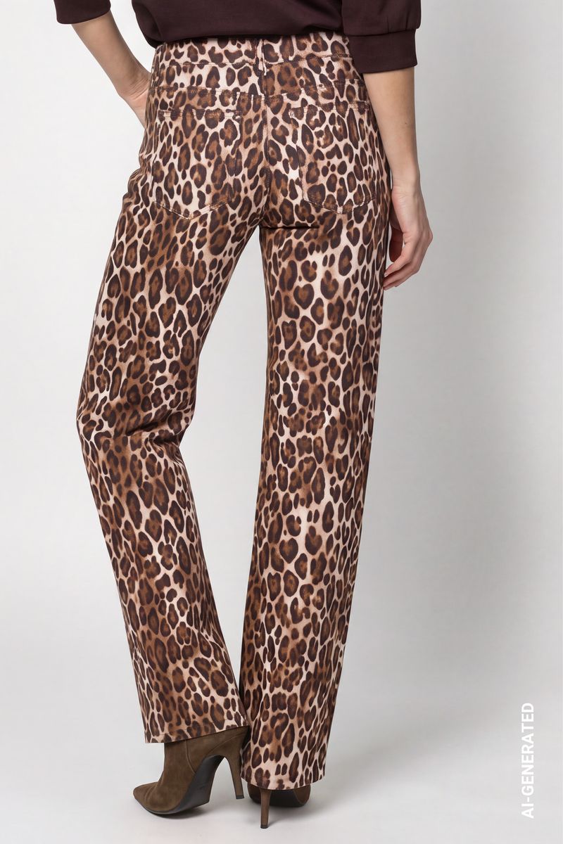 Wide Leg Jeans mit Leomuster
