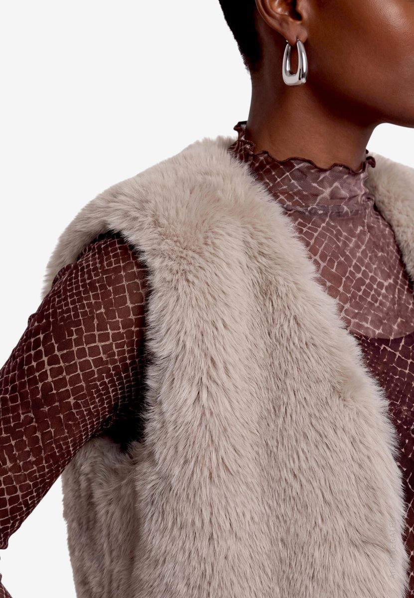 Damen Kunstfellweste unifarben