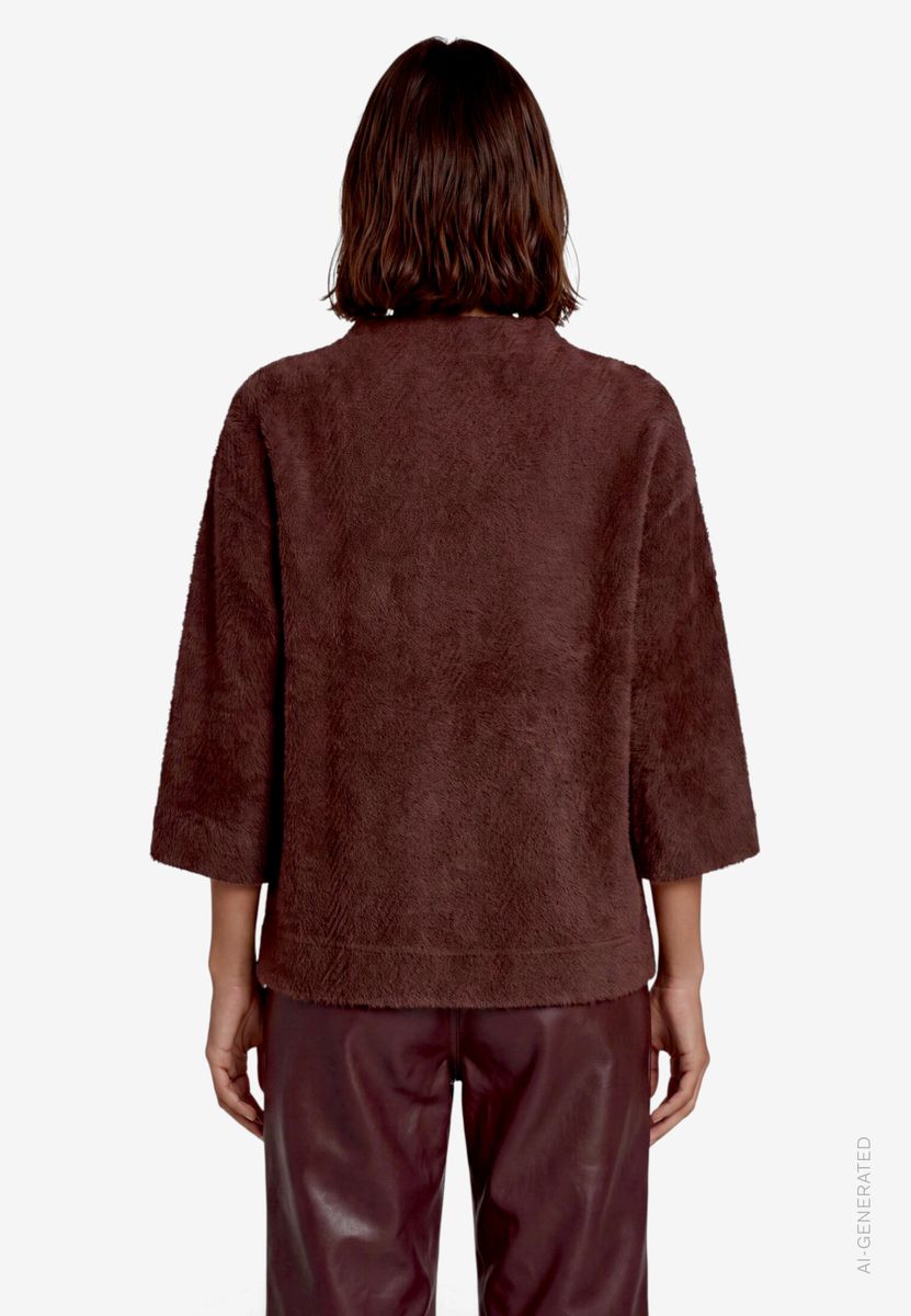 Damen Sweatshirt 3/4 Arm mit Fischgrätmuster