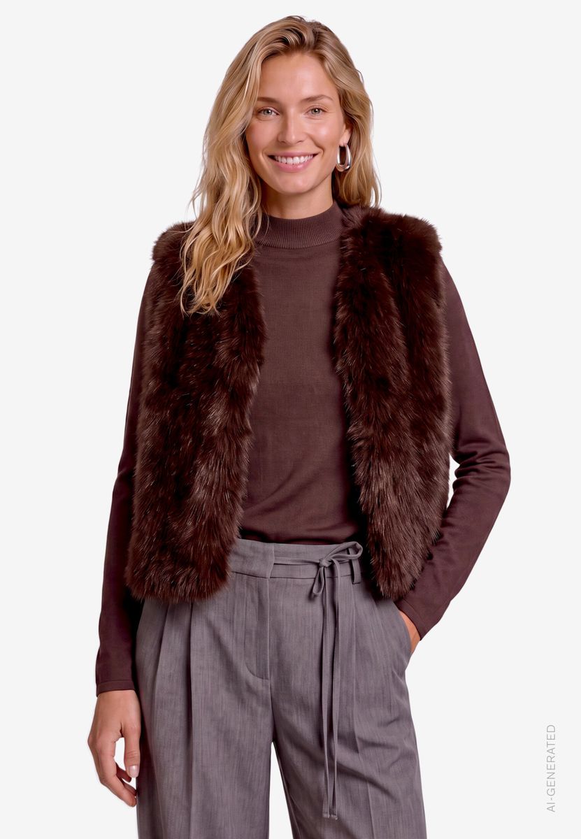 Damen Kunstfellweste unifarben