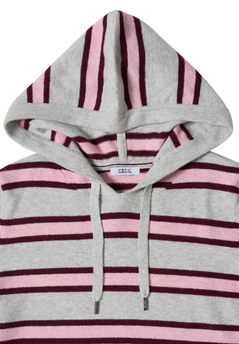 Langarm Pullover mit Kapuze und Streifen
