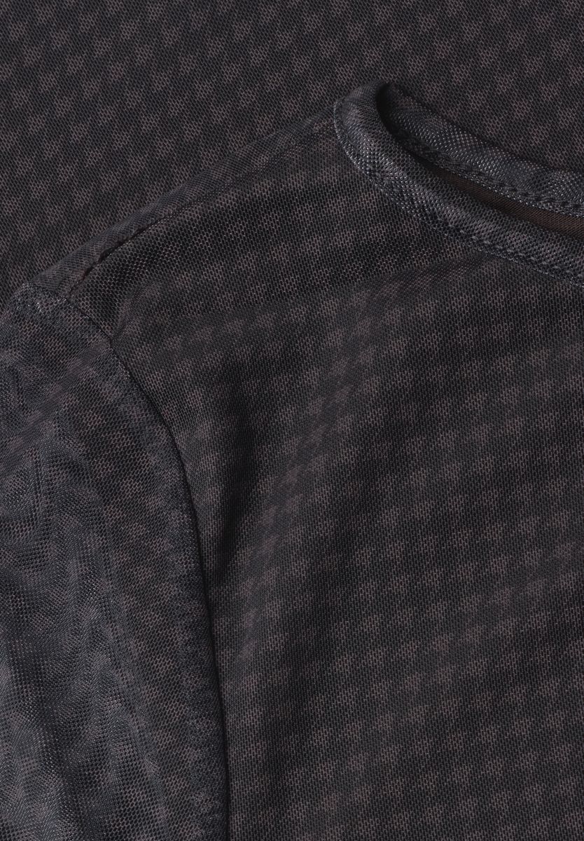 Shirt aus Mesh mit langen Volant-Ärmeln