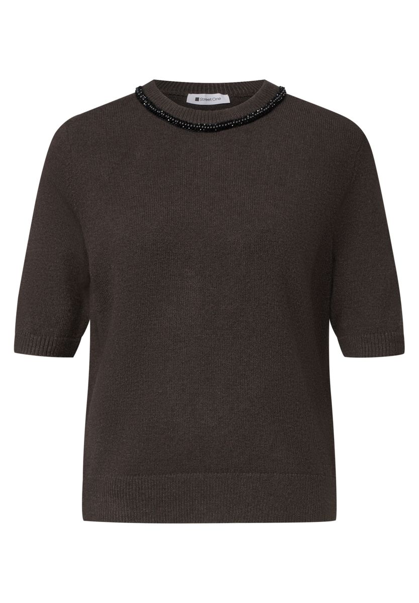 Kurzarm Pullover mit Schmuckdetail