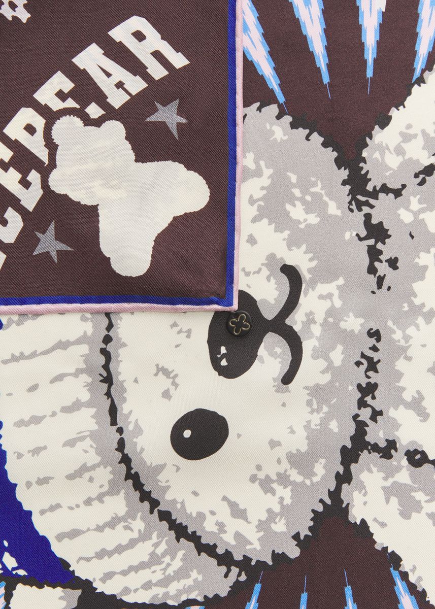 Luxuriöses Nicki Tuch aus reiner Seide mit Teddy-Motiv