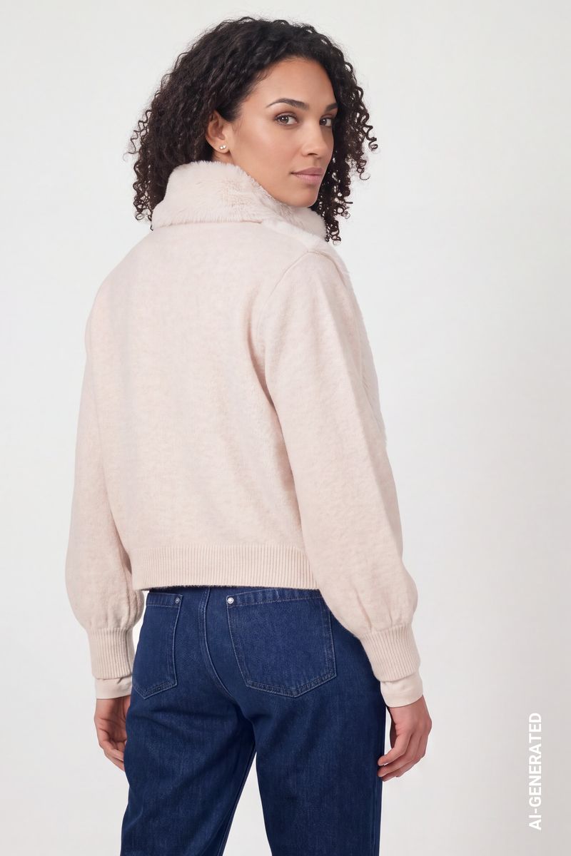 Strickjacke mit Kunstfell