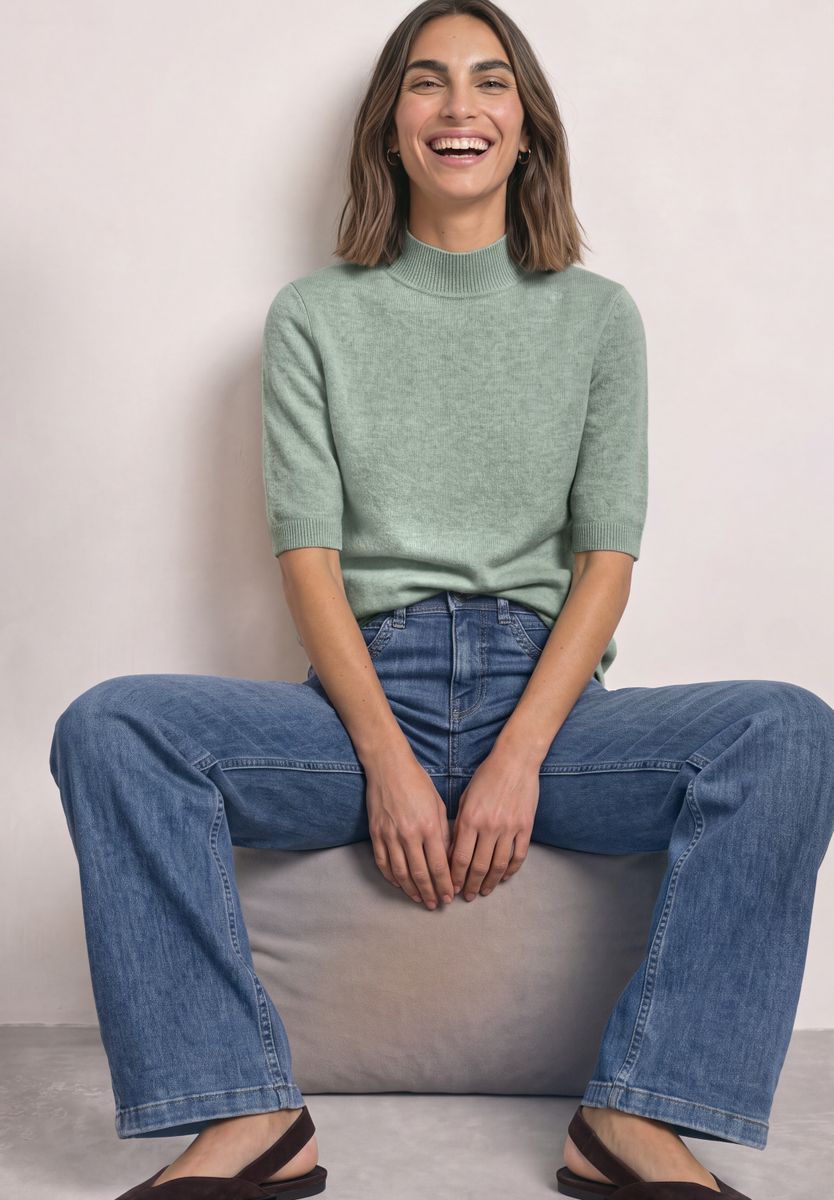 Kurzarm Pullover mit Turtle Neck