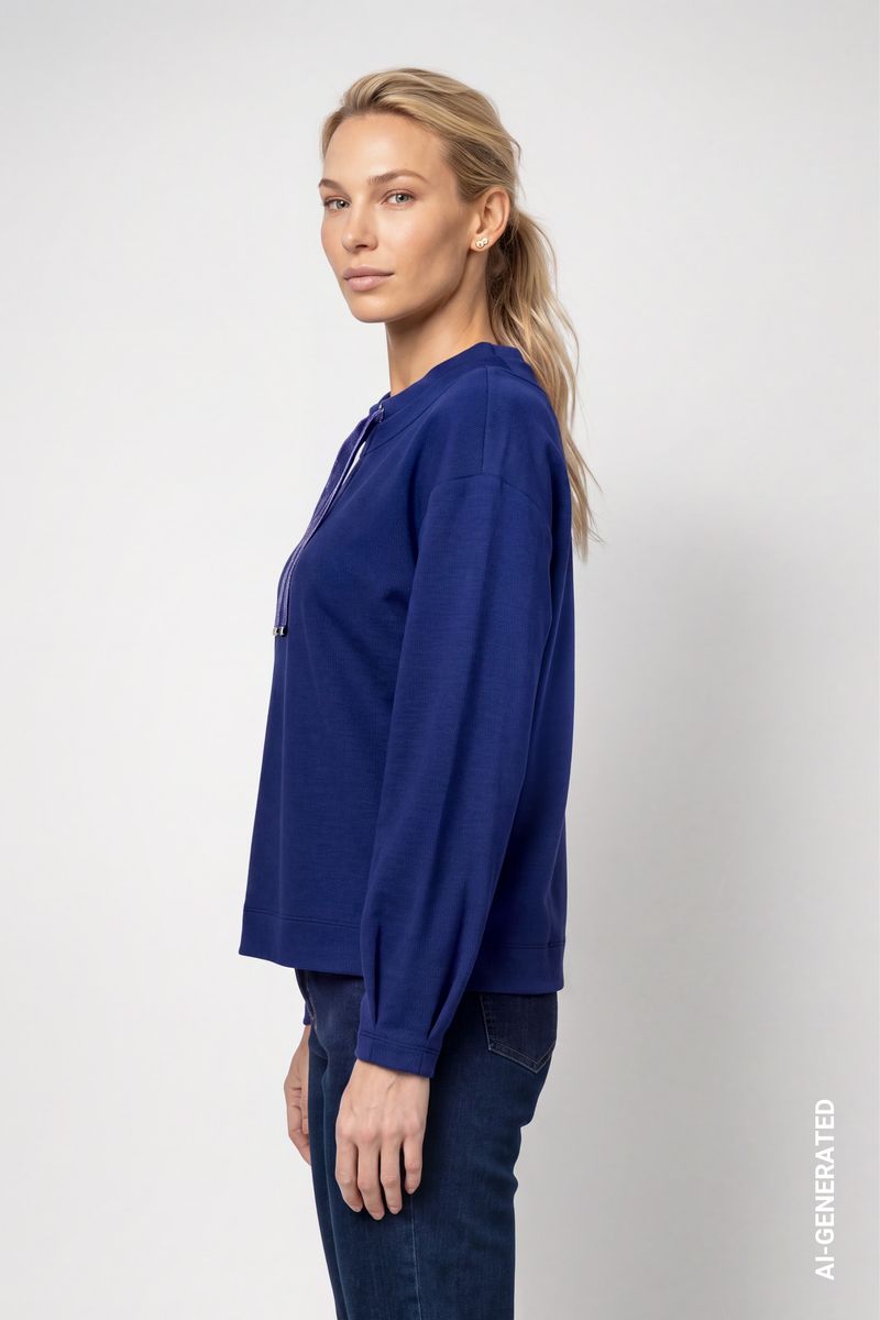 Sweatshirt mit samtigen Bindeband