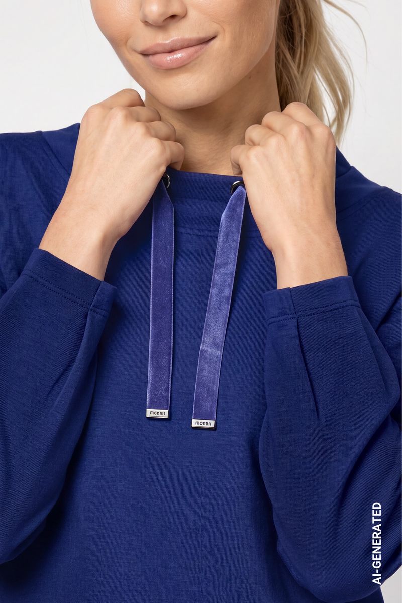 Sweatshirt mit samtigen Bindeband