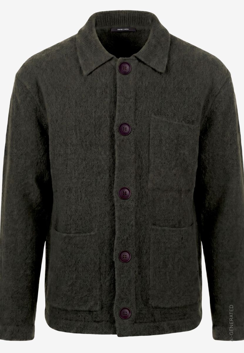 Herren Strickjacke aus Bouclé mit Hemdkragen