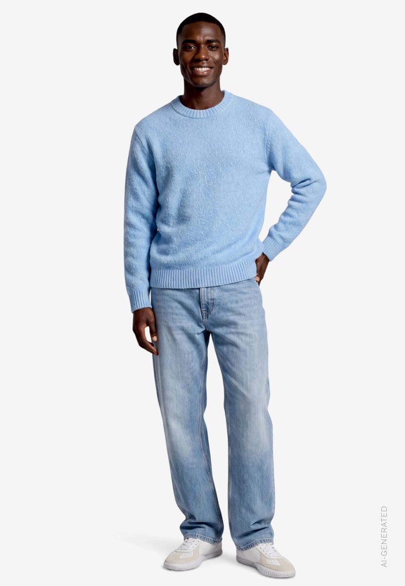 Herren Pullover aus Bouclé mit Rundhalsausschnitt
